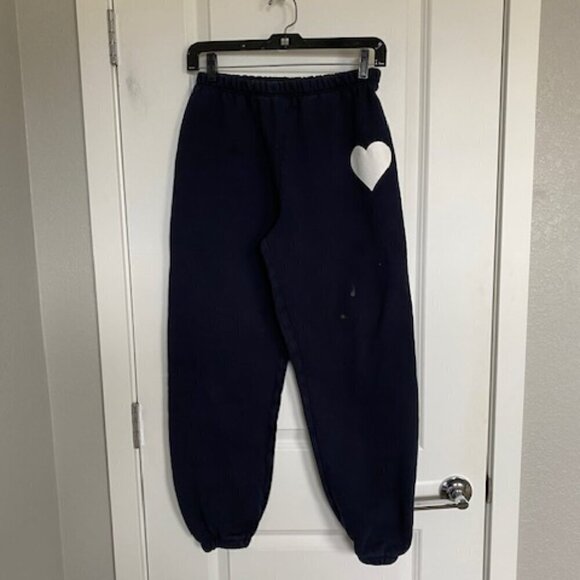 SPRWMN Navy Blue Heart Logo Fleece Jogger Sweatpants XS - Picture 6 of 15